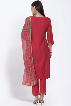 Pink LIVA Straight Suit Set image number 4